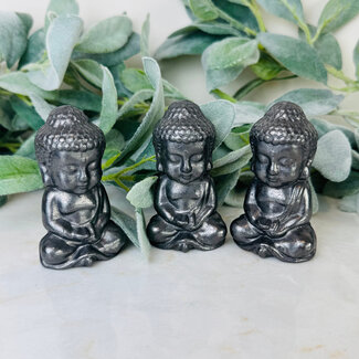 Shungite Meditating Buddha - Medium 3.5" Statue Statuary Carving Home Decor
