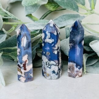 Blue Flower (Cherry Blossom) Agate Tower Point Generator - Medium (2-4")