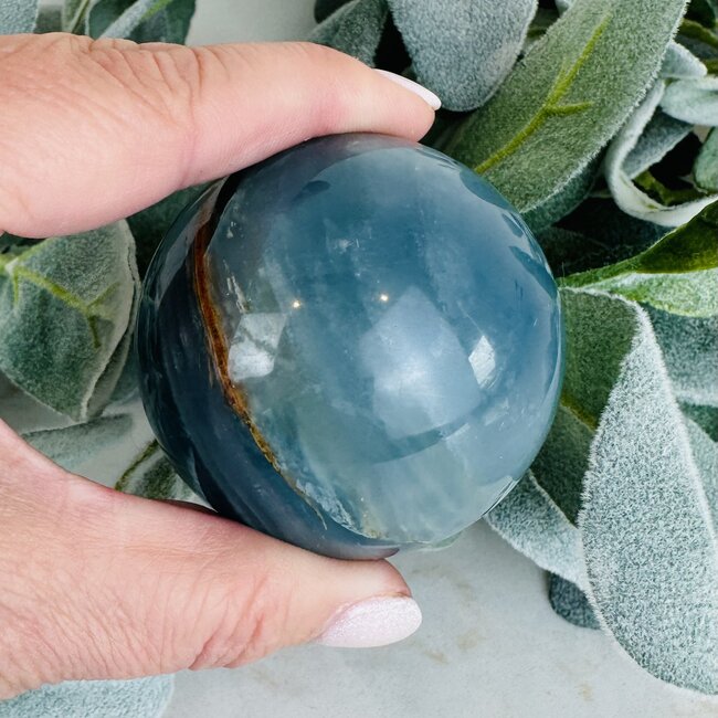 Blue Banded Onyx Spheres Orb Globe - 55-60mm