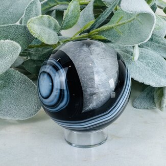 Black Agate Spheres Orb Globe - 60-65mm