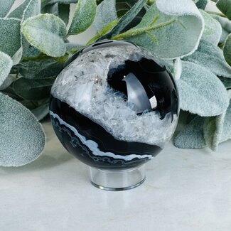 Black Agate Spheres Orb Globe - 65-70mm