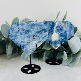 Blue Kyanite Hearts on Black Stand Pin - Medium 5" Home Decor