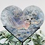Labradorite Heart on Black Pin Stand - 10" Large Specimen Carving Home Decor