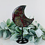 Dragon’s (Dragons Blood Stone) Jasper Crescent Moon on Black Pin Stand - 8" Specimen Home Decor