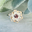 Pink Ruby Tourmaline Rings - Size 6 Flowers Faceted Round Circle Bezel Set - Sterling Silver