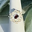 Red Garnet Rings - Size 7 Flowers Faceted Round Circle Bezel Set - Sterling Silver