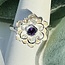 Amethyst Rings - Size 6 Flowers Faceted Round Circle Bezel Set - Sterling Silver