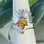 Citrine Ring Set - Size 9 Sunray Faceted Pear Teardrop & Round Circle - Prong Claw Set Sterling Silver