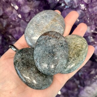 Blue & Green Kyanite Palm Pillow Pocket Stones - Large (2")