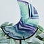 Rainbow Fluorite Crescent Moon on Black Stand Pin - 8" Large