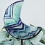 Rainbow Fluorite Crescent Moon on Black Stand Pin - 8" Large