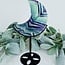 Rainbow Fluorite Crescent Moon on Black Stand Pin - 8" Large