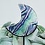 Rainbow Fluorite Crescent Moon on Black Stand Pin - 7" Large