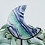 Rainbow Fluorite Crescent Moon on Black Stand Pin - 7" Large