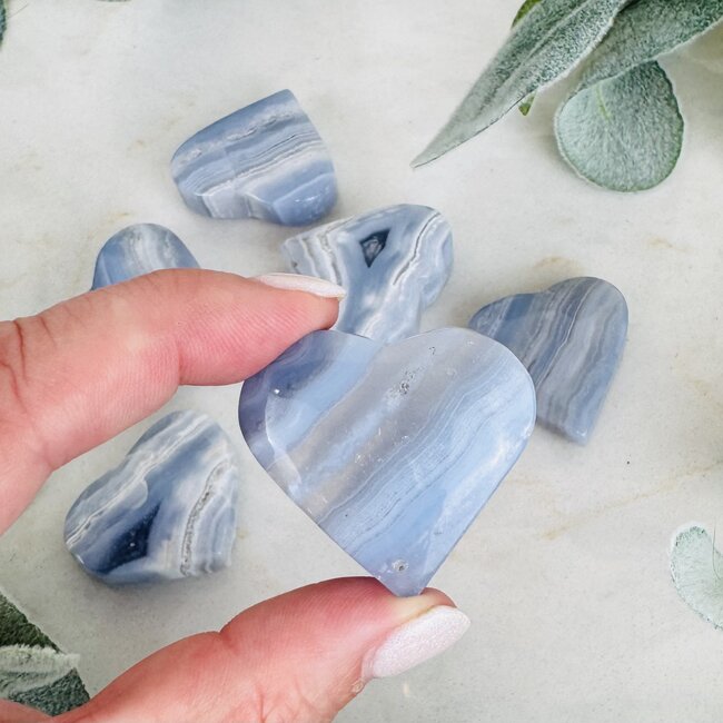 Blue Lace Agate Hearts - Large (1.5")