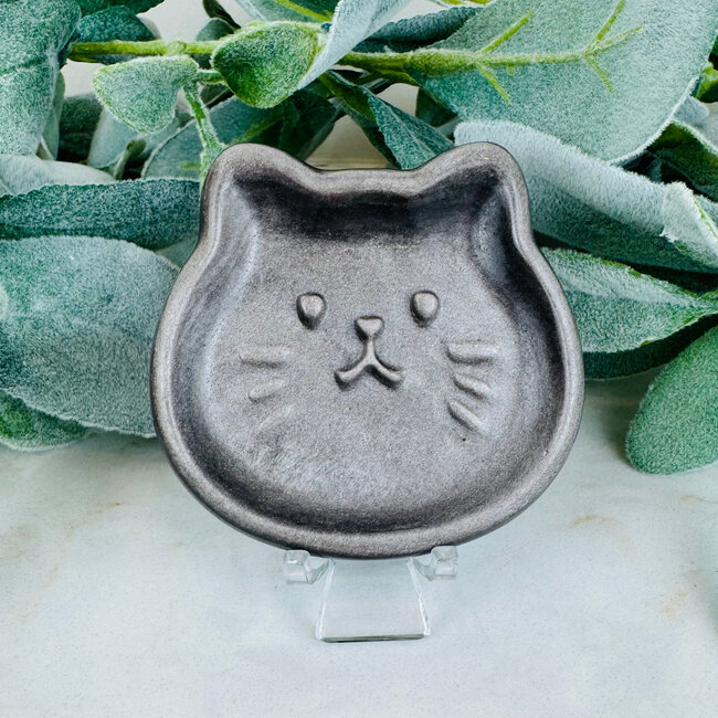 Silversheen Silver Sheen Obsidian  Kitty Dish Bowl - 3" Keepsake Catchall