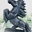 Black Obsidian Horses Pony - 8.5" Large Animal Carving Specimen (Matte)