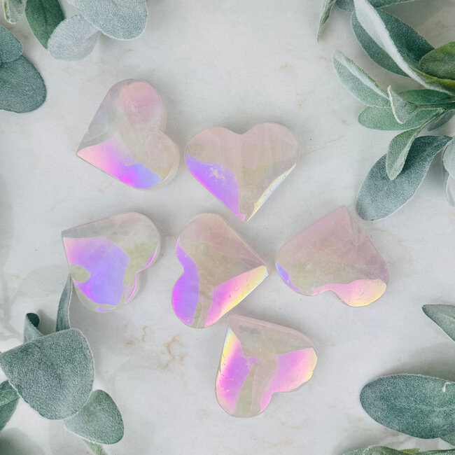 Aura Rose Quartz Hearts - Large (2-2.5")