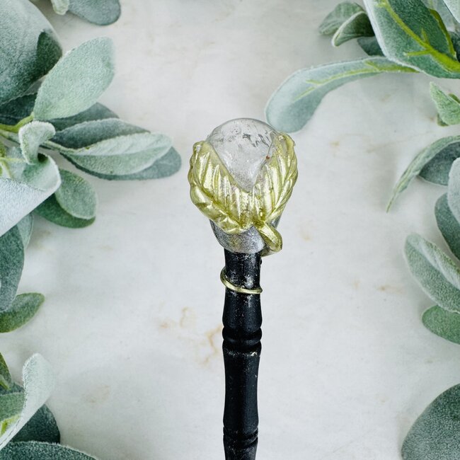 Clear (Crystal) Quartz Wands - Sphere Tip 7.5" Magic Majik Wizard Orb Finial