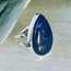 Lapis Lazuli Rings - Size 8 Teardrop Pear Bezel Set - Split Band Sterling Silver