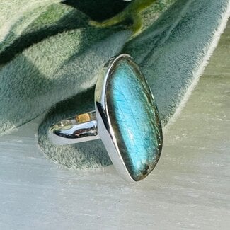 Labradorite Rings - Size 6 'S' Wave Bezel Set - Sterling Silver