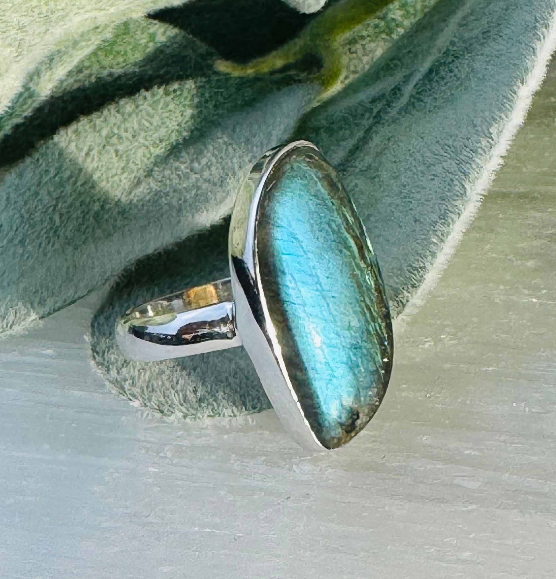 Labradorite Rings - Size 6 'S' Wave Bezel Set - Sterling Silver