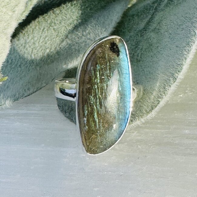 Labradorite Rings - Size 6 'S' Wave Bezel Set - Sterling Silver