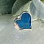 Blue Butterfly Wing Rings - Adjustable Heart Bezel Set - Sterling Silver
