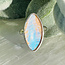 White Iridescent Butterfly Wing Rings - Adjustable Marquise Bezel Set - Sterling Silver