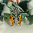 Multi Colored Butterfly Wing Pendants - Bezel Set Floral Sterling Silver