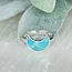 Turquoise Rings - Size 8 Crescent Moon Bezel Set - Sterling Silver