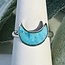 Turquoise Rings - Size 8 Crescent Moon Bezel Set - Sterling Silver