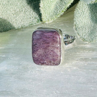 Charoite Rings - Size 8 Square Bezel Set - Sterling Silver