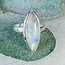 Rainbow (White) Moonstone Rings - Size 7 Marquise - Bezel Set Sterling Silver