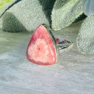 Rhodochrosite Rings - Size 9 Triangle Bezel Set - Sterling Silver