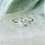 Labradorite & Rainbow (White) Moonstone Rings - Size 6 Faceted Round Circle Bezel Set - Sterling Silver