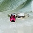 Red Garnet Rings - Size 8 Rectangle Faceted Bezel Set - Sterling Silver