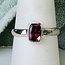 Red Garnet Rings - Size 8 Rectangle Faceted Bezel Set - Sterling Silver