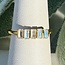 Rainbow (White) Moonstone Rings - Size 4 Rectangle (5 Emerald Cut Baguette) - Claw Prong Set 18k Gold Vermeil