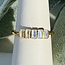 Rainbow (White) Moonstone Rings - Size 4 Rectangle (5 Emerald Cut Baguette) - Claw Prong Set 18k Gold Vermeil