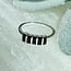 Black Onyx Rings - Size 8 Rectangle (5 Emerald Cut Baguette) - Claw Prong Set Sterling Silver