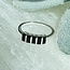 Black Onyx Rings - Size 6 Rectangle (5 Emerald Cut Baguette) - Claw Prong Set Sterling Silver