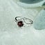 Red Garnet & Moissanite Rings - Size 6 Round Circle 4 Petal Flower - Prong Claw Set Sterling Silver