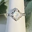 Rainbow (White) Moonstone & Moissanite Rings - Size 8 Round Circle 4 Petal Flower - Prong Claw Set Sterling Silver