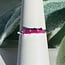 Ruby Rings - Size 5 Rectangle 3 Stone (Emerald Cut Baguette) - Claw Prong Set Sterling Silver
