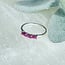 Ruby Rings - Size 9 Rectangle 3 Stone (Emerald Cut Baguette) - Claw Prong Set Sterling Silver