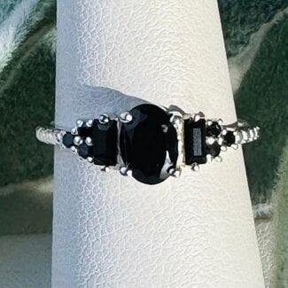 Black Onyx Rings - Size 8 Oval Round Baguette Faceted - Claw Prong Set Sterling Silver