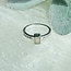 Ethiopian Opal & Moissanite Rings - Size 8 Rectangle Faceted Channel Set in Band - Bezel Set Sterling Silver