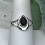 Black Tourmaline Rings - Size 5 Teardrop Pear Faceted & Band - Prong Claw Set Sterling Silver