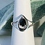 Black Tourmaline Rings - Size 7 Teardrop Pear Faceted & Band - Prong Claw Set Sterling Silver